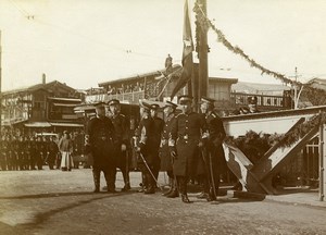 Chine Tianjin Tien-Tsin Inauguration du Pont Autrichien Officiers Japonais ancienne Photo 1906