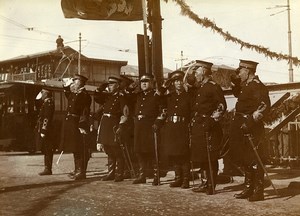 Chine Tianjin Tien-Tsin Inauguration du Pont Autrichien Officiers Japonais ancienne Photo 1906