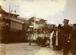 Chine Tianjin Tien-Tsin Inauguration du Pont Autrichien Officiers Japonais ancienne Photo 1906