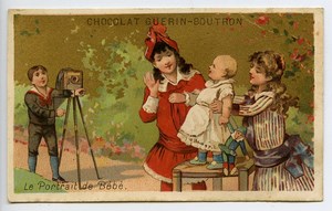 France Paris Chocolat Guerin Boutron Chromo Publicitaire Bebe & Photographe 1890