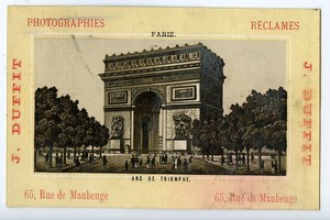 France Paris Arc de Triomphe Chromo Publicitaire Photographe J Duffit 1890