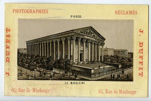 France Paris La Madeleine Chromo Publicitaire Photographe J Duffit 1890