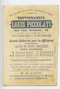 France Lille Chromo Publicitaire Suisse Photographe Louis Piccolati 1890