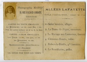 France Toulouse Chromo Publicitaire Calendrier Miniature Portrait Photographe Massip 1885