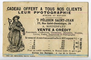 France Paris Au Pelerin Saint Jean Modiste Chromo Publicitaire Photographe 1890