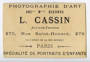 France Paris Chromo Publicitaire Portraits d'Enfants Photographe Cassin 1890