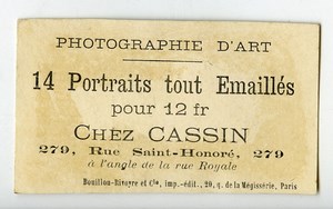 France Paris Chromo Publicitaire Portraits Emailles Photographe Leon Cassin 1890