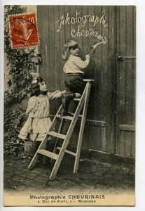 France Mayenne Carte Postale Enfants Photographe Chevrinais 1911