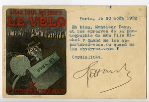 France Paris Carte Postale Le Velo Postale Photographe Jules Beau 1902