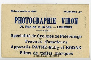 France Lourdes Postcard Photographer Viron 1900