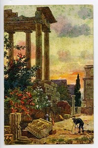 Italie Rome Temple de Saturne Carte Postale Photographe dans les Ruines 1900