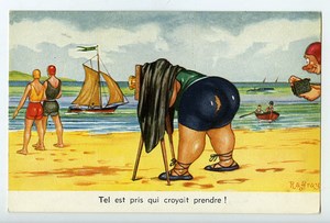 France Humoristic Postcard Photographer on the Beach Raffray 1950