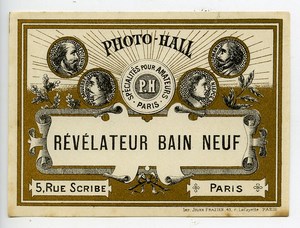 France Etiquette Revelateur Bain Neuf Produits Photographique Photo Hall 1880