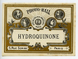 France Paris Photographic Product Hydroquinone Label Photo Hall 1880