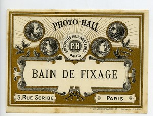 France Etiquette Bain de Fixage Produits Photographique Photo Hall 1880
