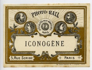 France Etiquette Iconogène Produits Photographique Photo Hall 1880