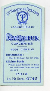 France Photographic Product Concentrated Developer Label Photo Le Printemps 1900