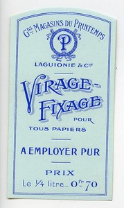 Etiquette Virage-Fixage Laguionie Produits Photographique Photo Le Printemps 1880