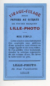 France Lille Photographic Product Toning Fixer Citrate Label Lille Photo 1900