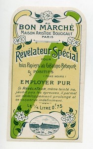France Paris Etiquette Revelateur Special Produits Photographique Photo Au Bon Marché 1900