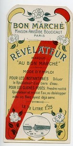 France Paris Etiquette Revelateur Produits Photographique Photo Au Bon Marché 1900