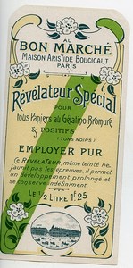 France Paris Etiquette Revelateur Special Produits Photographique Photo Au Bon Marché 1900