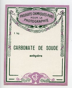 France Paris Etiquette Carbonate de Soude Produits Photographique Photo CJ 1900