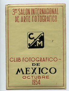 Mexique Mexico Etiquette du 3e Salon International d'Arts Photographiques 1954