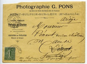 France Toulouse Courrier du Photographe G. Pons au Maire de Lezat sur Leze 1904