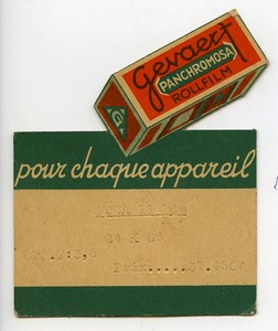 France Petit Carton Publicitaire Photographie Gevaert Panchromosa 1930