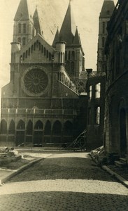 Belgium Tournai Church WWII War Disaster Old Photo 1945