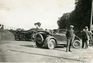 France Memories of a Tow Truck Car Wreck Accident Rollover Old Photo 1935