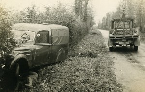 France Memories of a Tow Truck Van Wreck Accident Ditch Old Photo 1935