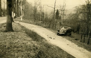 France Memories of a Tow Truck Car Wreck Accident Ditch Old Photo 1935