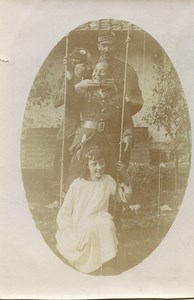 France Montreuil Hucqueliers WWI English Military Men Girl on Swing Photo 1917