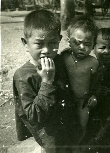 Vietnam Saigon Street Scene Young Children Boys Old Photo 1935