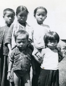 Vietnam Saigon Street Scene Young Children Boys & Girls Old Photo 1935