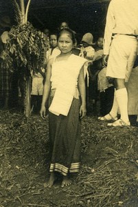 Vietnam Saigon Street Scene Children Young Girl Old Photo 1935