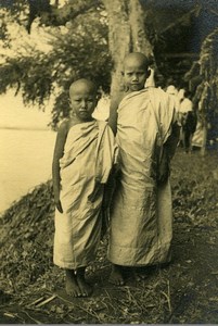 Vietnam Saigon Buddhist? Children Boys Old Photo 1935