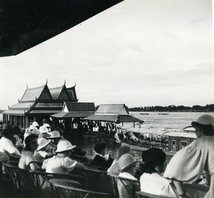 Cambodia Phnom Penh Regatta on Mekong River Spectators Old Photo 1935