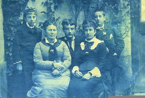 France Bretagne Family Portrait Old Photo Cyanotype 1900