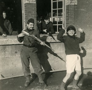 BA 121 Nancy-Essey Military Service Men with Rifle Goofing around Photo 1958