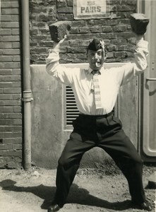 France Lille Man Strongman goofing around Old Photo 1960