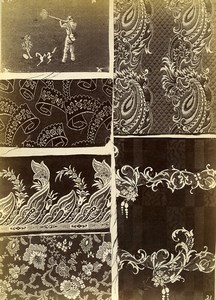 French Albumen Photograph of Antique Fabric Armand Guerinet circa 1880 #21