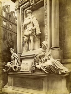 France Paris Monument to Coligny Old Photo 1890