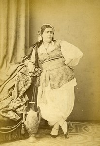 Algeria Moorish Woman Portrait Old Photo Cabinet Card Geiser 1880
