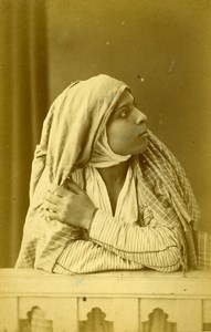 Algeria Portrait of Young Arab Woman Old Photo Cabinet Card Famin 1880