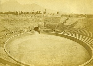 Italy Pompeii Roman amphitheatre Old Photo Cabinet Card Coen 1865