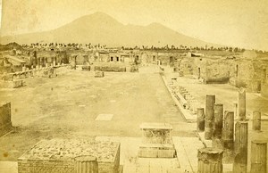 Italy Pompeii Ruins Panorama Old Photo Cabinet Card Coen 1865