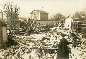 Paris German air raid Le Perreux Ruins WWI Old Photo Identite Judiciaire 1918